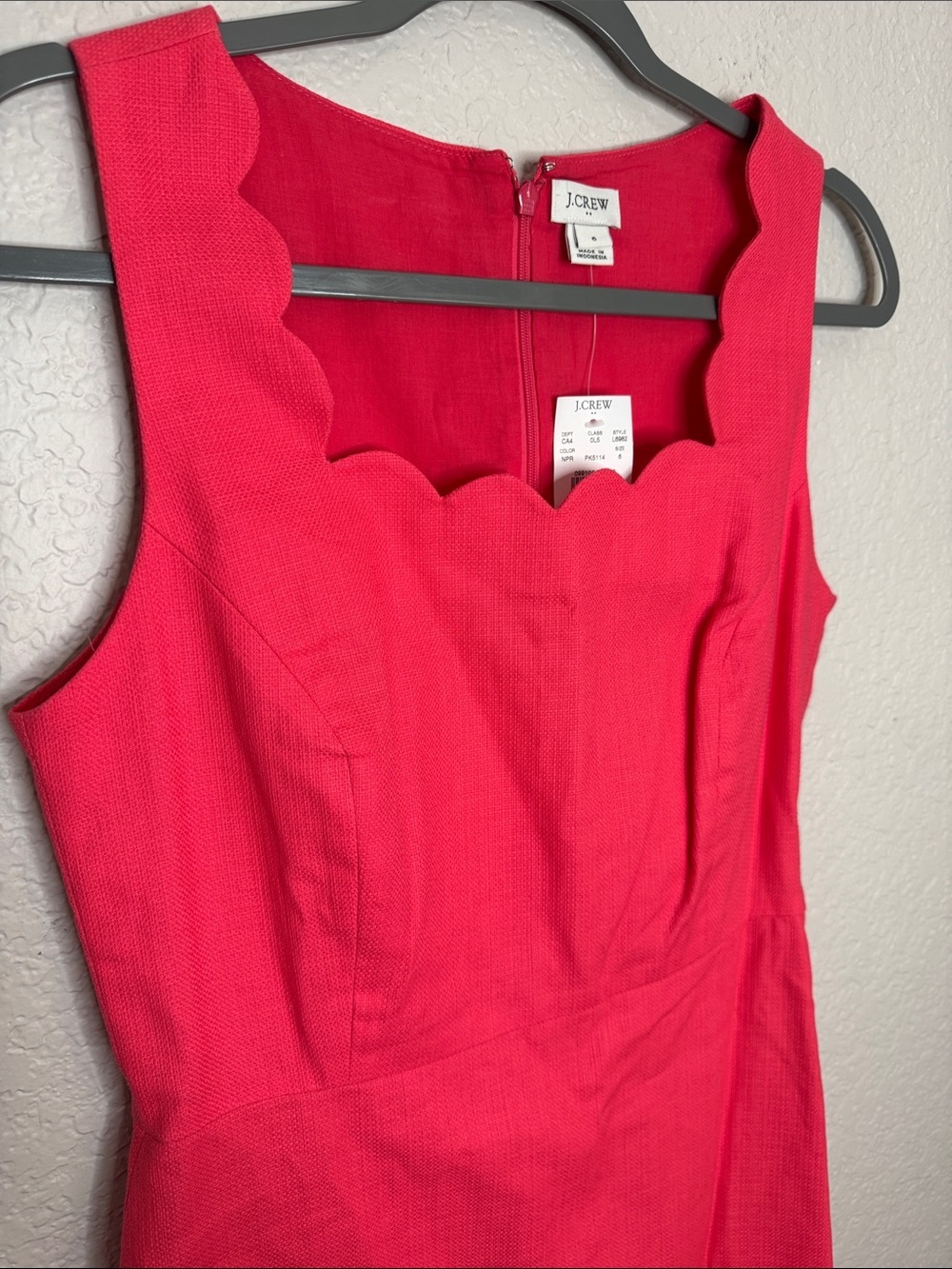 NWT J. Crew Scallop Hot Pink Mini Dress Size 6 Barbie Scalloped Hem - Picture 5 of 8